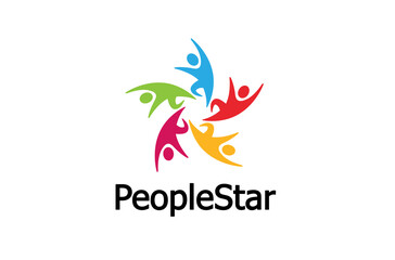 Colorful People Group Team Logo Design Illustration