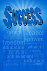 Success Words in Blue, Poster