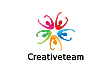 Colorful People Group Team Logo Design Illustration
