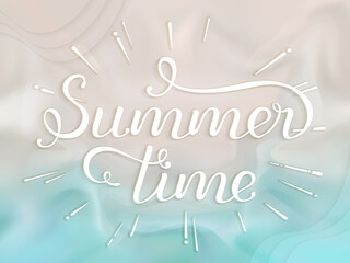 Hand drawn lettering text "Happy Summer Time" 