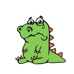 cute unhappy dinosaur. vector illustration.