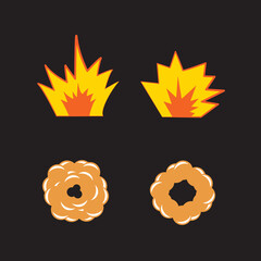 Cartoon explosion effect with smoke. Animation frames for game