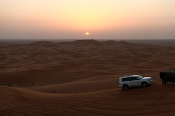 Fototapeta na wymiar Sunset at Desert Safari