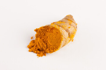 Turmeric roots isolated on white background