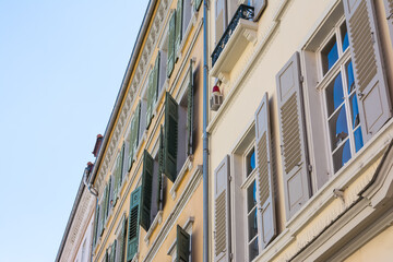 Fototapeta na wymiar European Architecture Facade Against Blue Sky