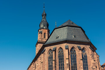 Fototapeta na wymiar Heidelberg Heiliggeistkirche European Germany Blue Sky Summer