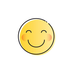 Yellow Smiling Cartoon Face Shy Positive People Emotion Icon Vector Illustration