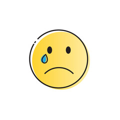 Yellow Cartoon Face Cry Tears People Emotion Icon Vector Illustration