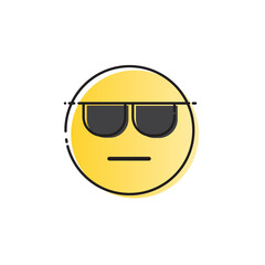 Yellow Smiling Cartoon Face Wear Sunglasses People Emotion Icon Vector Illustration