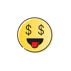 Yellow Smiling Cartoon Face People Emotion Show Tongue Icon Vector Illustration