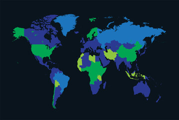 infographic world map blue