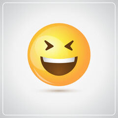 Yellow Smiling Cartoon Face Laugh Positive People Emotion Open Mouth Icon Flat Vector Illustration