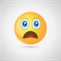 Yellow Cartoon Face Shocked People Emotion Icon Flat Vector Illustration
