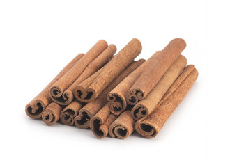 Cinnamon sticks on white background