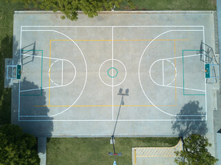 Fototapeta premium Basketball field aerial view