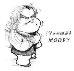 Pretty gril cartoon touchy or moody acting