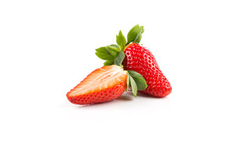 Red ripe strawberry fruits