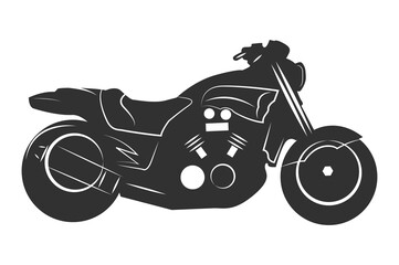 black motorcycle. isolated on a white background. monochrome vector illustration. 