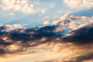colorful dramatic sky with cloud at sunset
