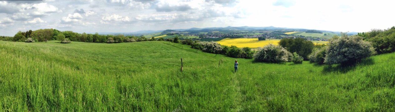 Dreil&auml;nderblick Panorama am Kottmar in Eibau, Oberlausitz, Sachsen, 2017
