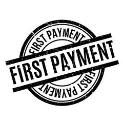 First Payment rubber stamp. Grunge design with dust scratches. Effects can be easily removed for a clean, crisp look. Color is easily changed.