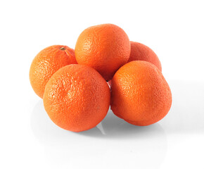 Five tangerines isolated on white background cutout