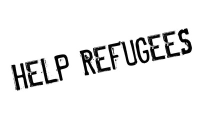 Help Refugees rubber stamp. Grunge design with dust scratches. Effects can be easily removed for a clean, crisp look. Color is easily changed.