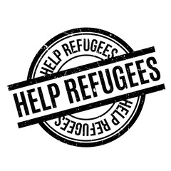 Help Refugees rubber stamp. Grunge design with dust scratches. Effects can be easily removed for a clean, crisp look. Color is easily changed.
