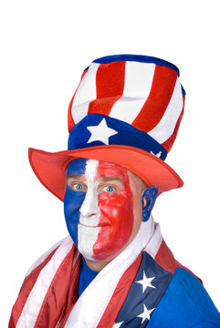 Patriotic man in costume celebrating July fourth