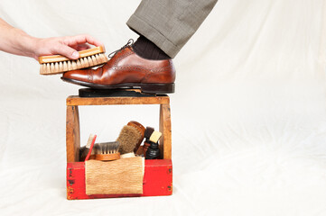 Fototapeta na wymiar Antique shoe shine box