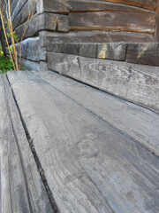 Old wooden porch, whipped from planks