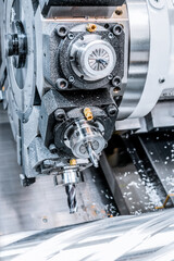 CNC milling machine during operation.