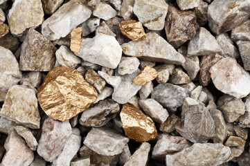 Golden nuggets in river bed