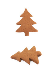 Christmas tree shaped cookie isolated