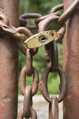 
Door with padlock and chain