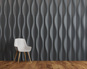 Black wave background room, chair