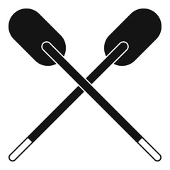 Two wooden crossed oars icon simple