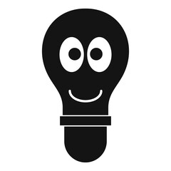 Smiling light bulb with eyes icon simple