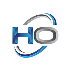 Simple initial letter logo modern swoosh HO