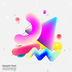 Abstract Geometric Memphis Elements and Background Pattern.