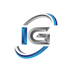 Simple initial letter logo modern swoosh IG