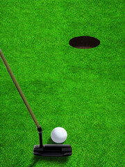 Putting Golf Ball Close to Hole With Copy Space