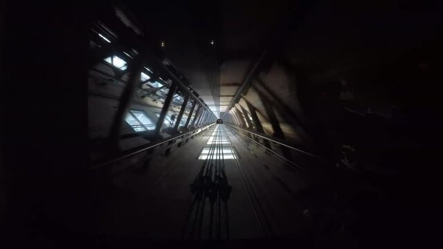 The shaft elevator of a tower going up