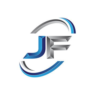 Simple initial letter logo modern swoosh JF
