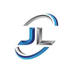 Simple initial letter logo modern swoosh JL