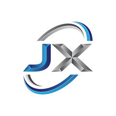 Simple initial letter logo modern swoosh JX