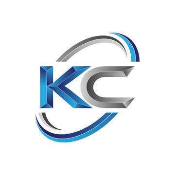 Simple initial letter logo modern swoosh KC