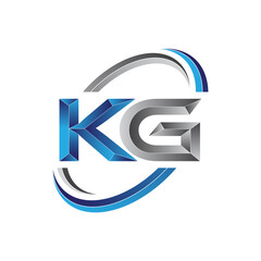 Simple initial letter logo modern swoosh KG