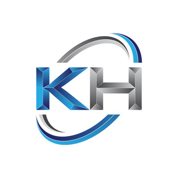 Simple initial letter logo modern swoosh KH