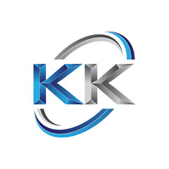 Simple initial letter logo modern swoosh KK